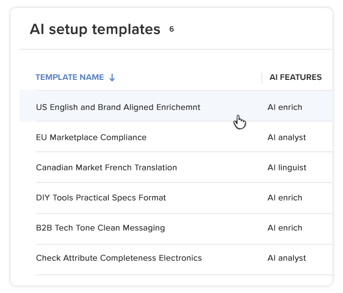 AI templates list AI templates list